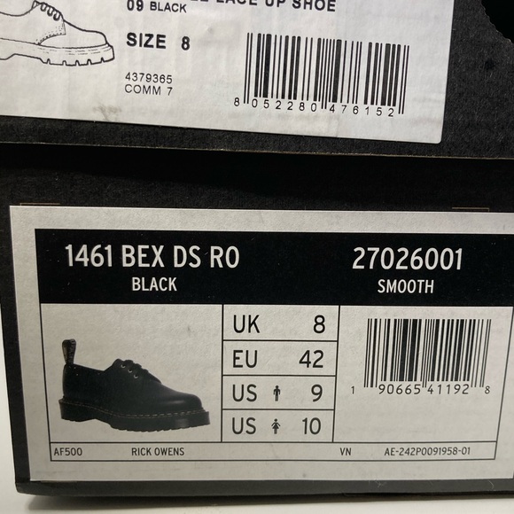 Dr. Martens 1461 Rick Owens Bex Leather Shoes - Picture 10 of 11